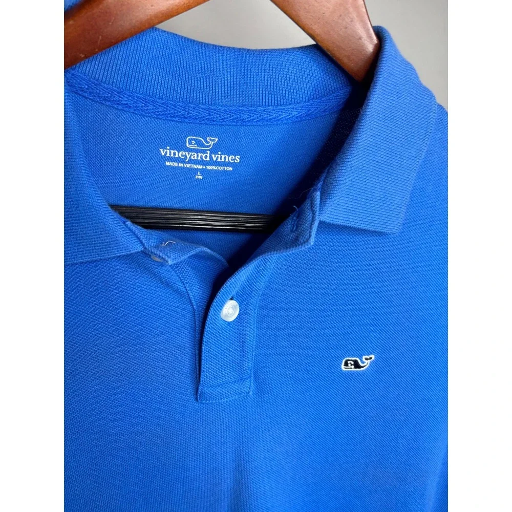 Vineyard Vines Blue Whale Logo Pique Polo Shirt Boys Large 16‎
